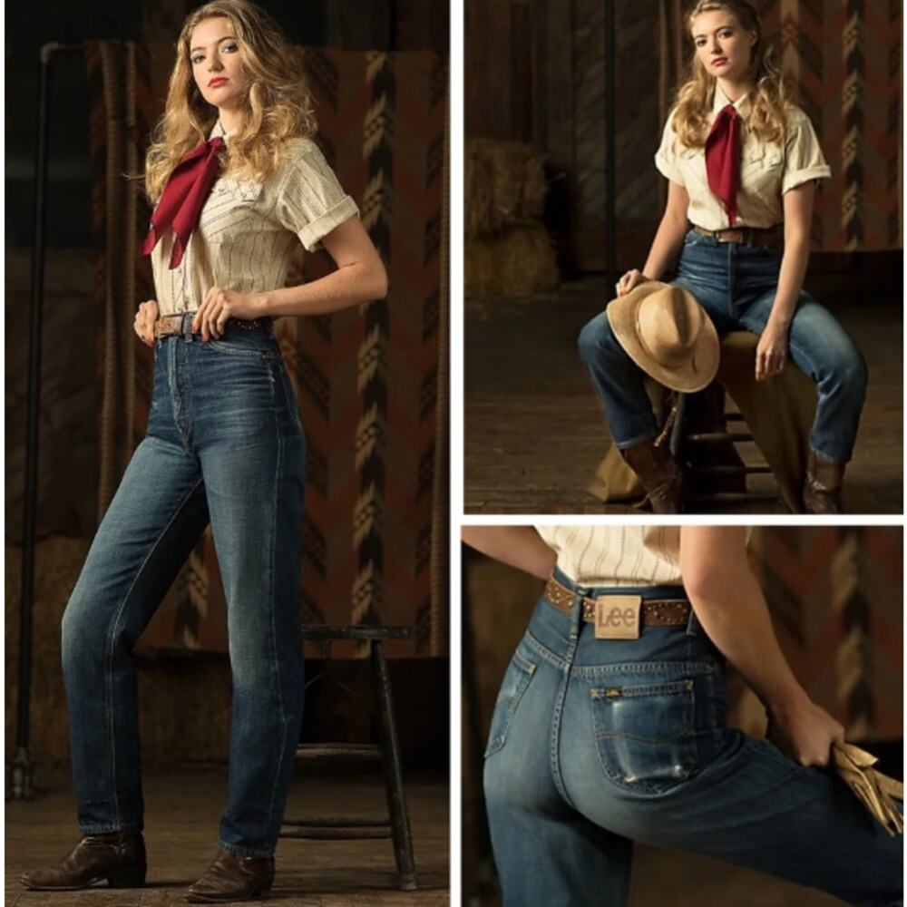 Vintage Inspired Lee Lady Riders Western Jeans High Waist Selvedge Slim 23 XS
